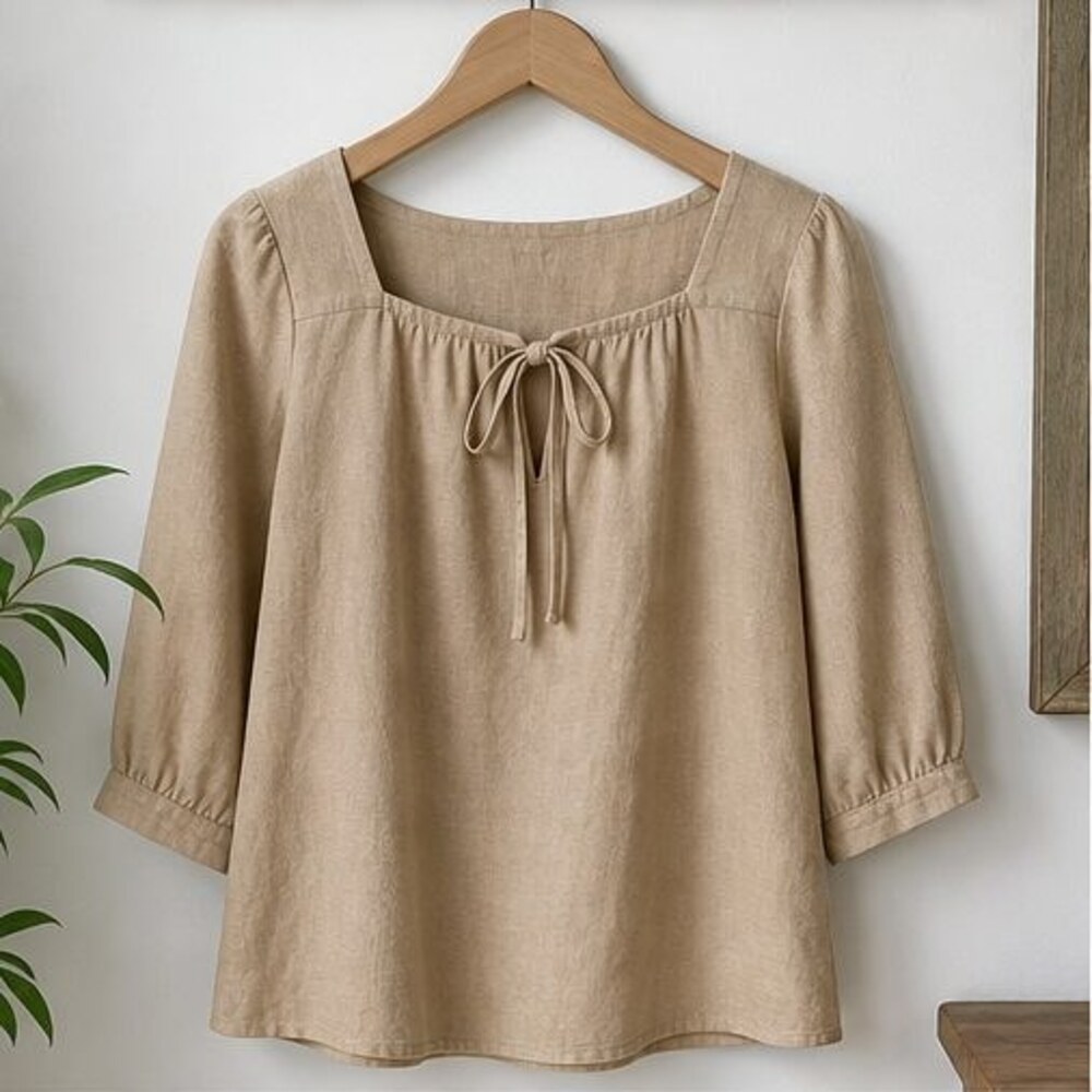 Camel Pleated Blouse